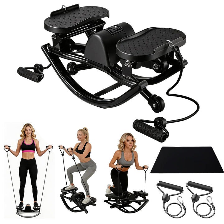 Stepper für Zuhause, Rocking U-Shape Mini Stepper Fitness Leiser Heimtrainer mit LCD-Display mit Wid