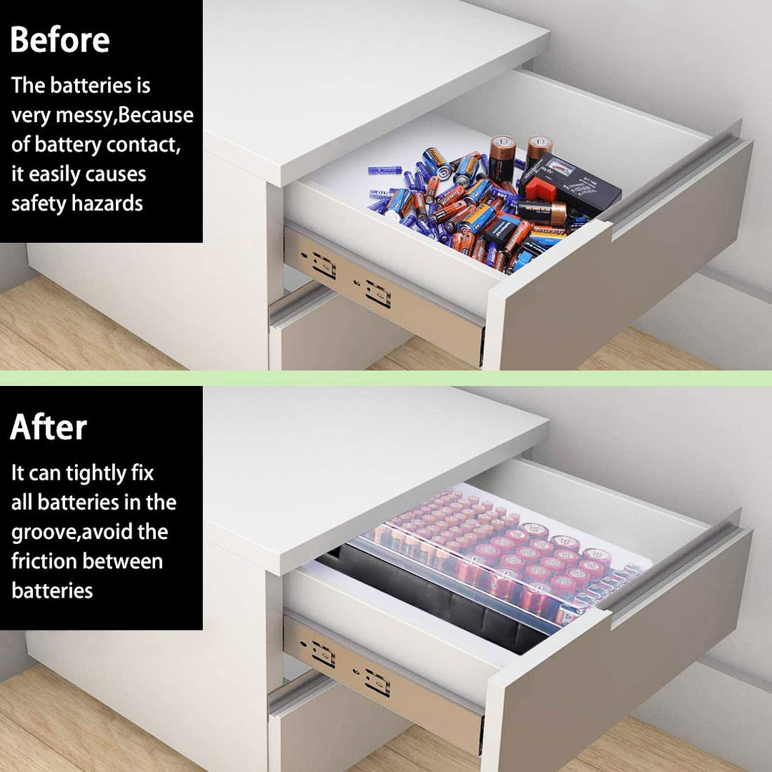 Batterie-Organizer, Aufbewahrungsbox mit Tester, hält 98 Batterien