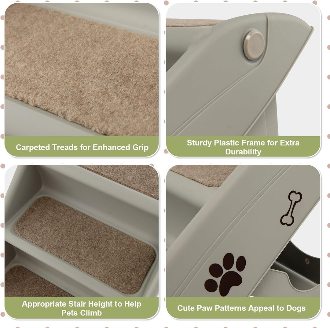 SOARS Haustiertreppe faltbar, 4-stufige Hundetreppe Katzentreppe mit Filz Matte, Tiertreppe für Katz
