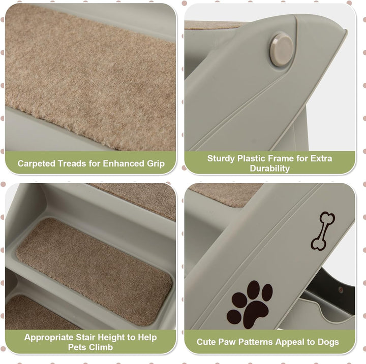 SOARS Haustiertreppe faltbar, 4-stufige Hundetreppe Katzentreppe mit Filz Matte, Tiertreppe für Katz