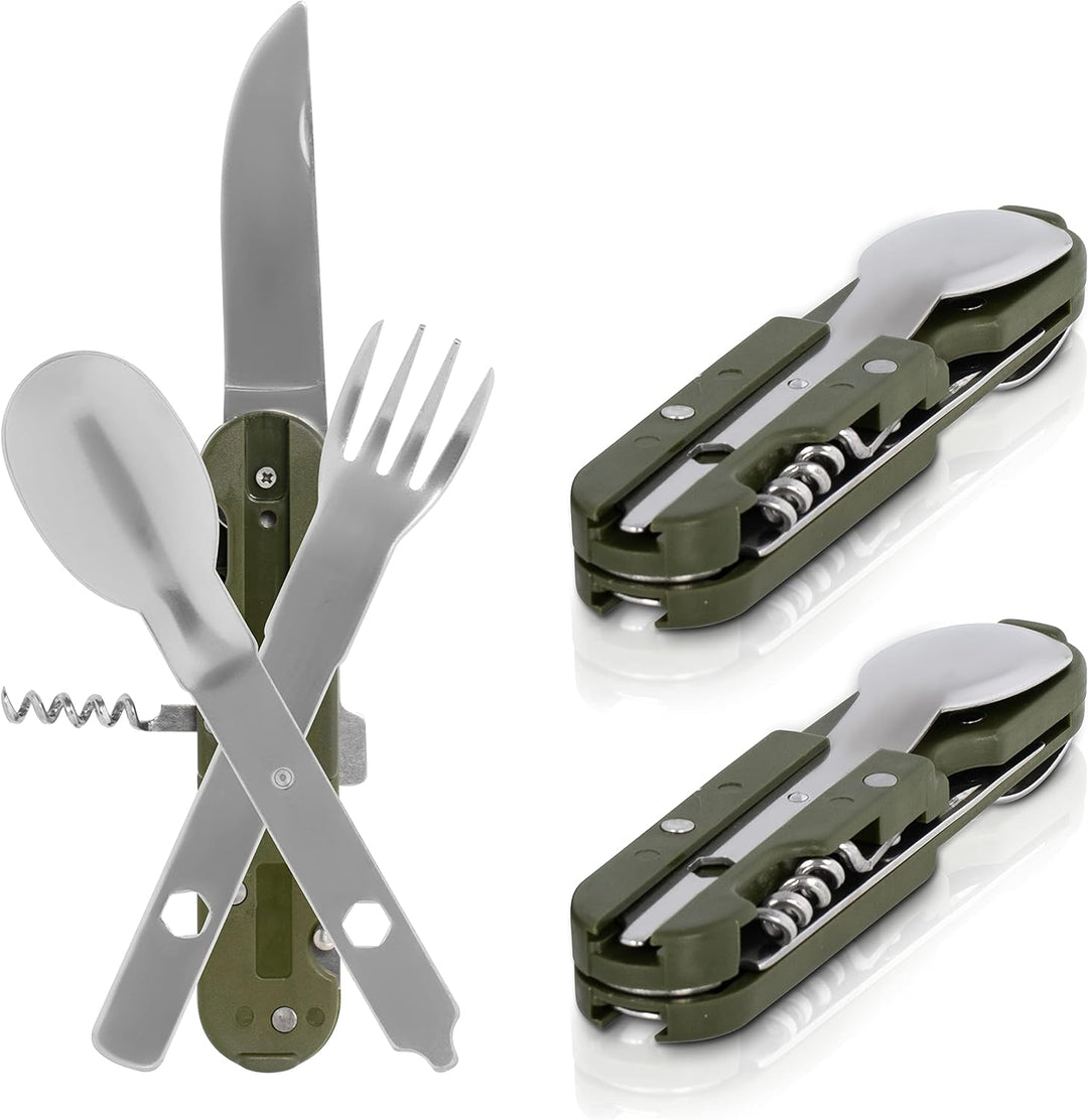 KS-11 2 Stück Outdoor Bundeswehr Besteck Edelstahl Campingbesteck Essbesteck Set 6 teilig Camping Be