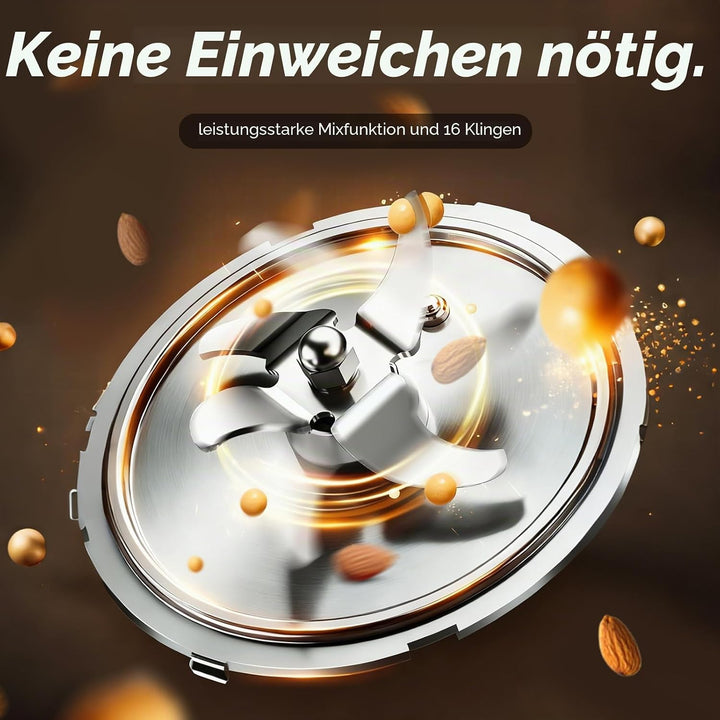 Nussmilch Maschine, 1400ml Entsafter Sojamilch Maschine mit 16 Klingen, Led Anzeige, Selbstreinigend