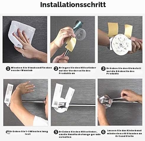 Handtuchstange,30cm Handtuchhalter ohne Bohren,304 Edelstahl,Chrom 30cm Chrom, 30cm Chrom