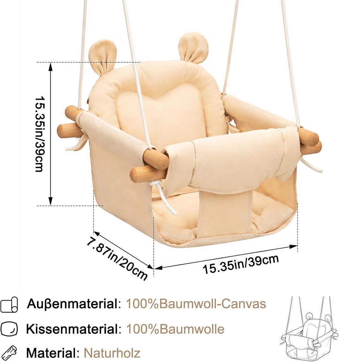 Babyschaukel für Innenbereich und Aussenbereich, mit Sicherheitsgurt, Türhängeschaukel für Türrahmen