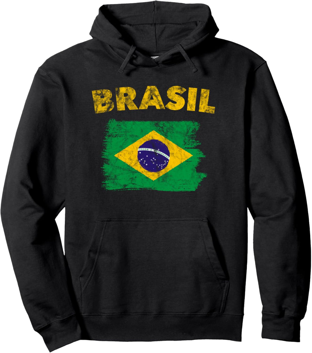 Brasilien-Flagge (Distressed) – Brasil Pullover Hoodie