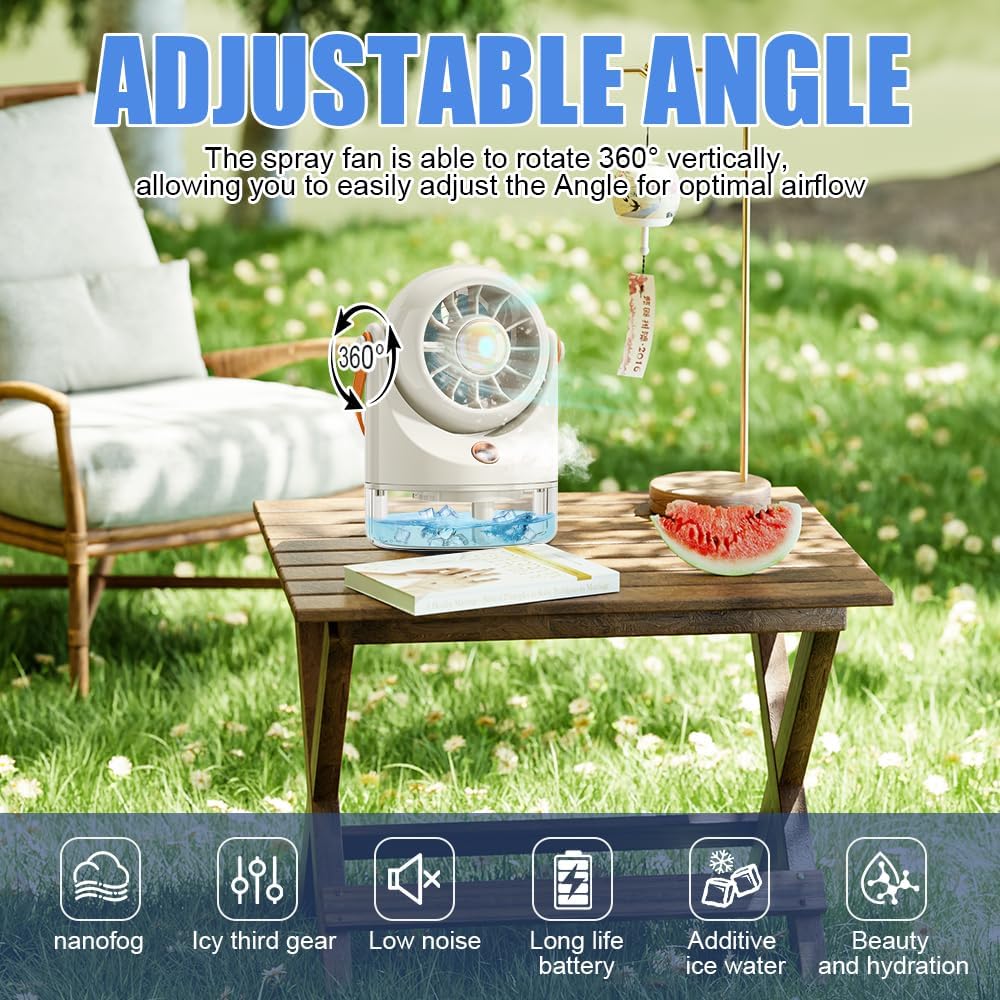 Tischventilator Sehr Leise, Mini Ventilator Usb, Mini Klimaanlage Mobil mit Akku, Klein Ventilatoren