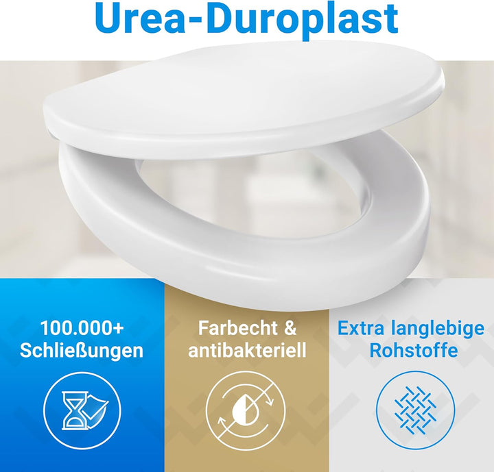 LOBENSWERK Toilettendeckel mit Toilettensitzerhöhung [5 cm] Absolut rutschfest dank Winkelpuffern |
