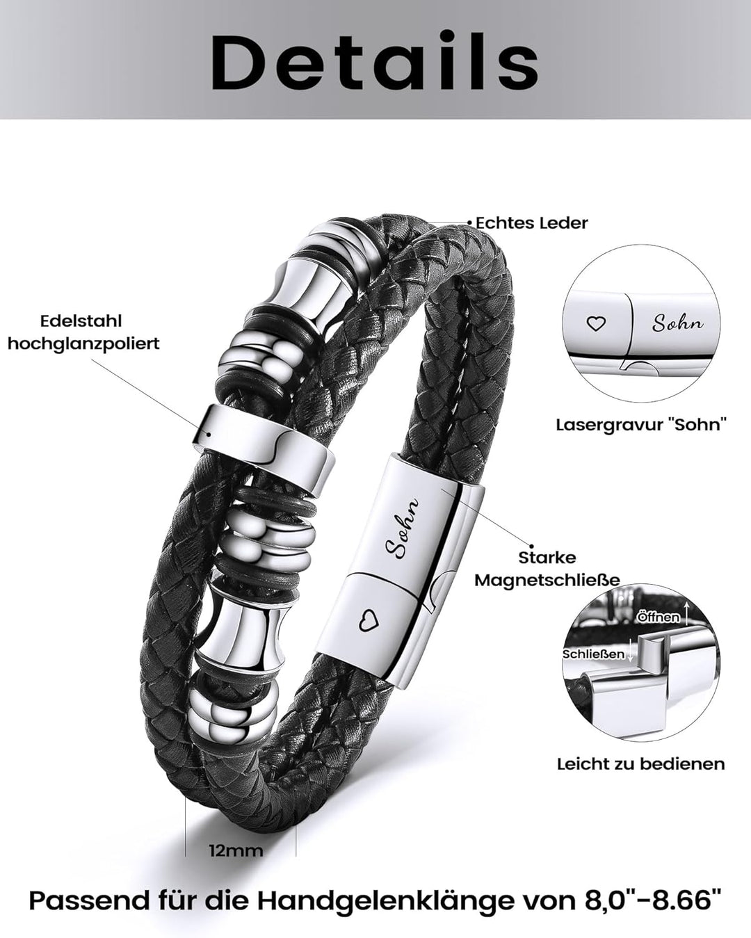 CheersLife An Meinen Sohn Armband Sohn Geschenk von Mama Papa Geburtstagsgeschenk 18. Geburtstag Jun