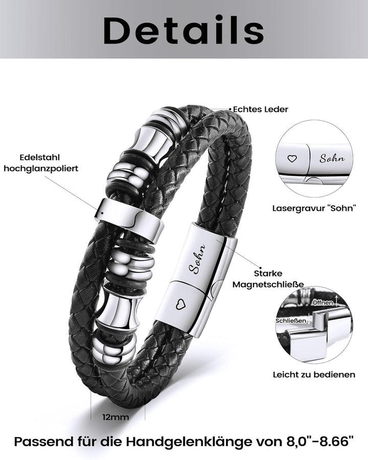 CheersLife An Meinen Sohn Armband Sohn Geschenk von Mama Papa Geburtstagsgeschenk 18. Geburtstag Jun