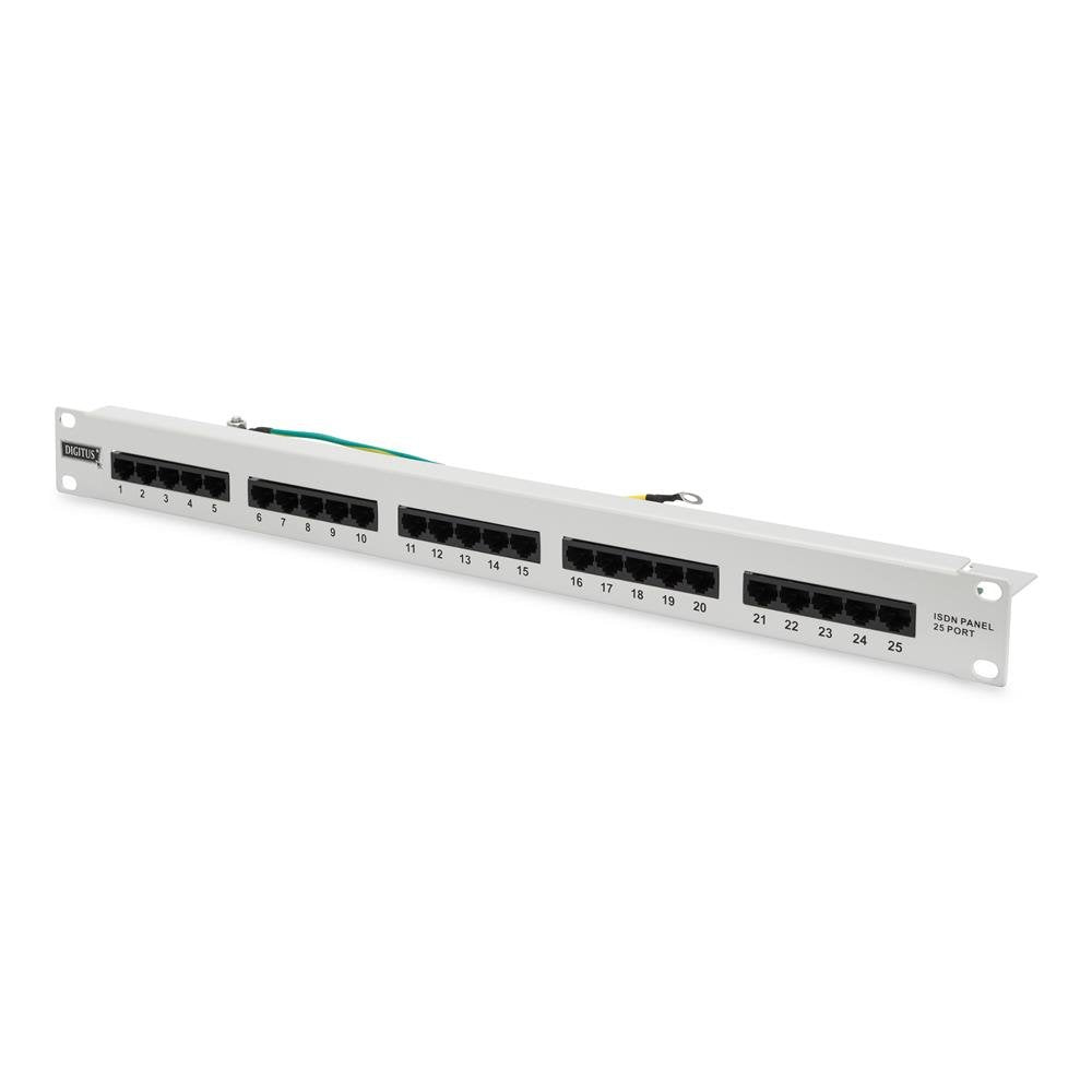 DIGITUS Patchpanel - 19-Zoll - Cat-3 - Für ISDN - 25-Port RJ45 - Ungeschirmt - Patch-Feld - Rack-Mon