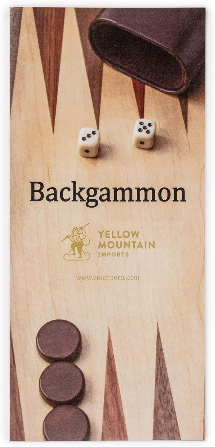 Yellow Mountain Imports Backgammon-Spiel-Set mit Holzeinlagen, Pasadena - 38,5 Zentimeter Spielbrett