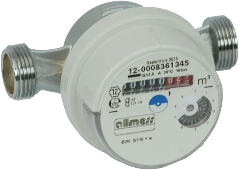Allmess Aufputz-Wasserzähler Universal EVK 3/80-V TU6 +m (kalt bis 30°C),3/4"AG