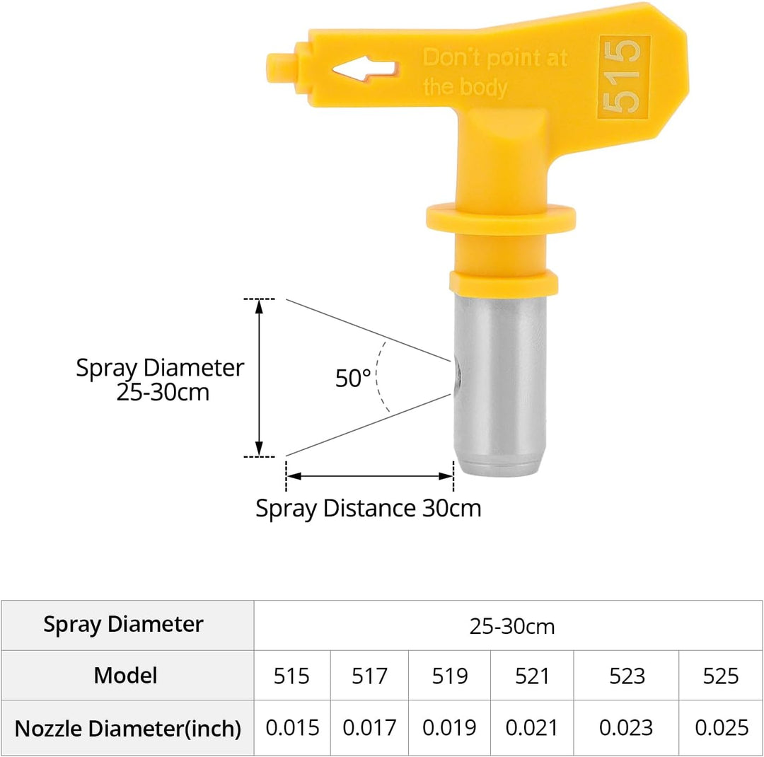 QWORK® Airless Düsenset Modelle 515/517519521/523/525, 6 Airless Düse mit Spitzendichtung, 1 Düse Si