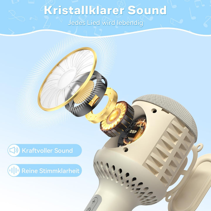 Karaoke Mikrofon Kinder & Erwachsene , Kabellos Bluetooth Mikrofon Karaoke mit LED Licht, Tragbares