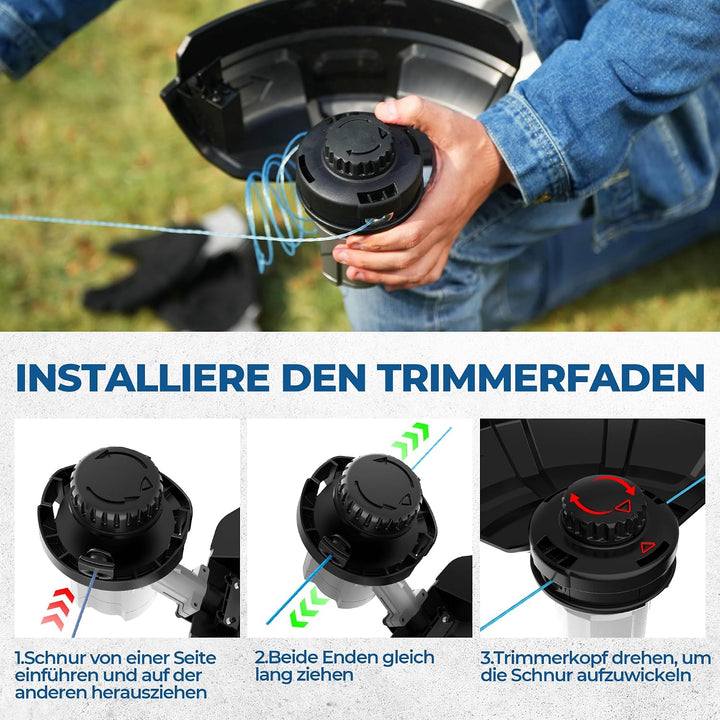 Dong Cheng Akku Rasentrimmer & Kantenschneider 40V, 33cm Schnittbreite | TIPP-Automatik, 2x2,0Ah Akk