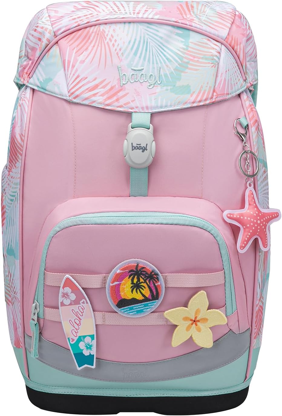 Baagl Airy Plus Schulranzen-Set 5-teilig, 25 l, ab 130 cm (Sunset) | Isoliertes Snackfach; Magnetver