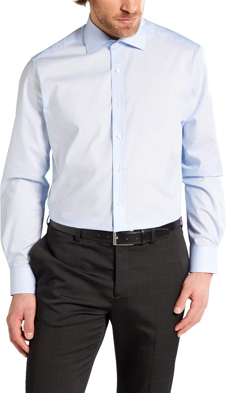 eterna Herren unifarbenes Popeline-Hemd MODERN FIT 45 Hellblau, 45 Hellblau
