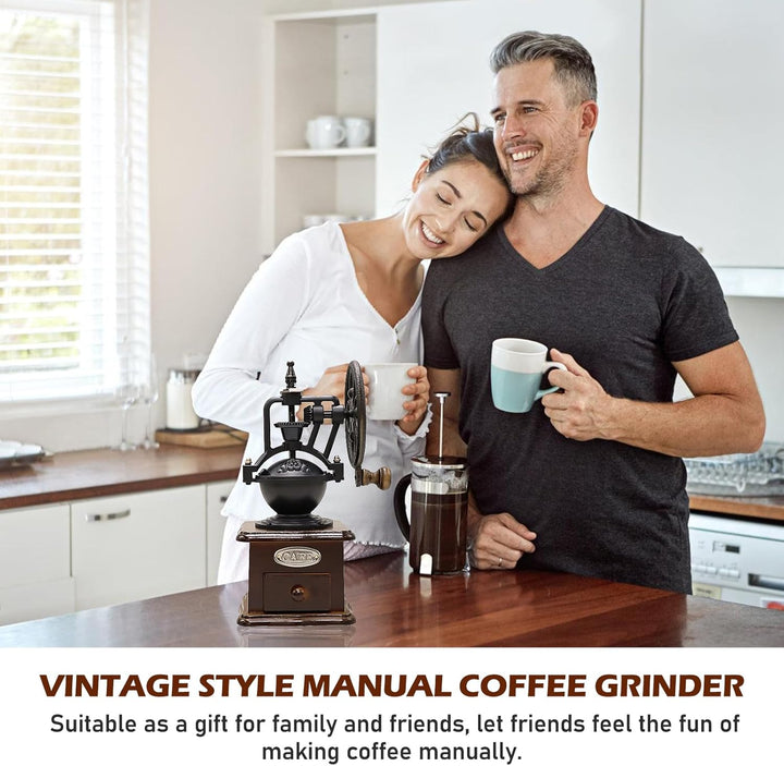 Manuelle Kaffeemühle, Vintage-Stil Hölzerne Handkaffeemühle, Tragbare Handmühle Mit Einstellungen &