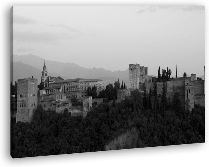 deyoli spanische Burg Format: 80x60 Effekt: Schwarz/Weiss als Leinwand, Motiv fertig gerahmt auf Ech