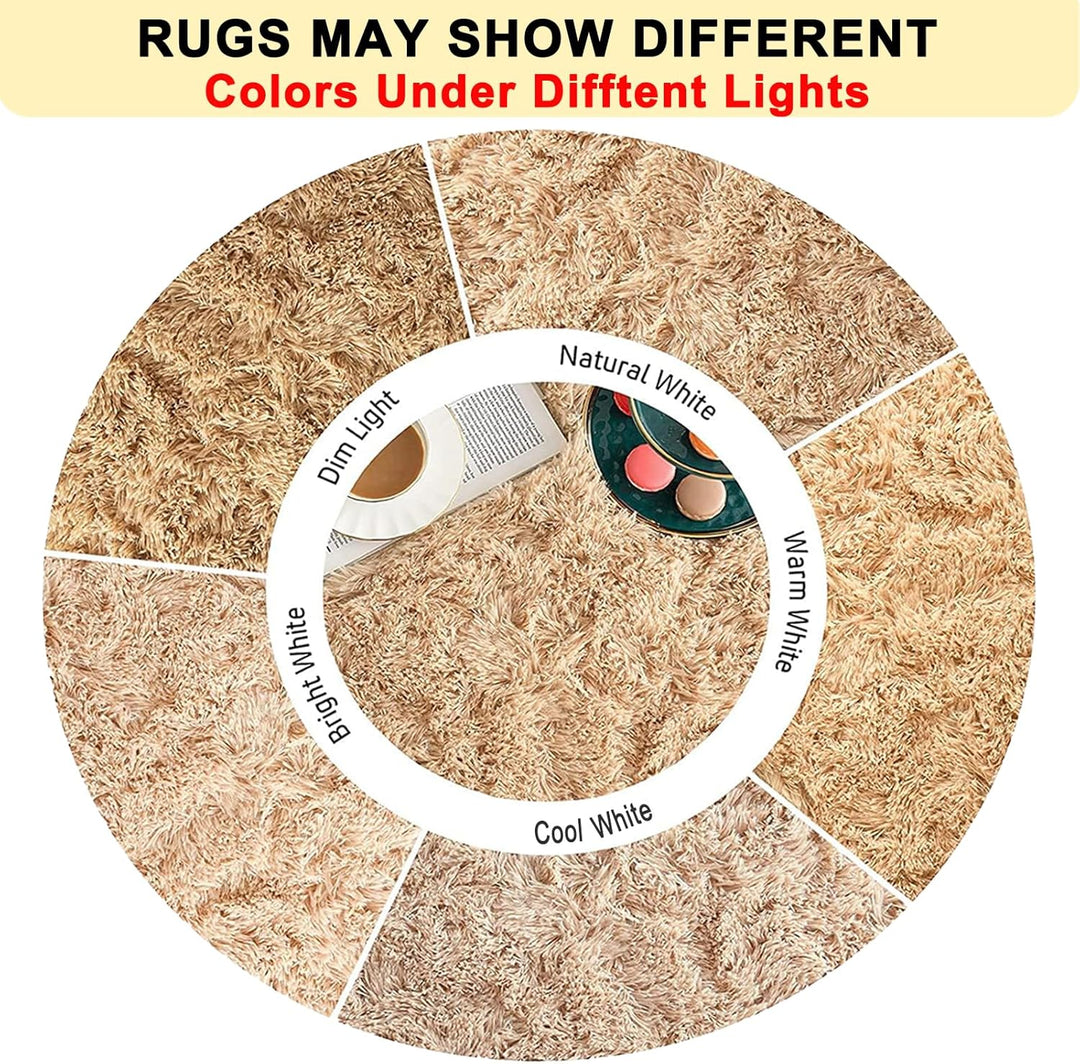 Flauschige Teppiche,Weiche Hochflorteppiche,rutschfeste Beige Teppiche für Wohnzimmer,Wohnzimmer,Kin