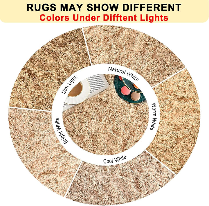 Flauschige Teppiche,Weiche Hochflorteppiche,rutschfeste Beige Teppiche für Wohnzimmer,Wohnzimmer,Kin