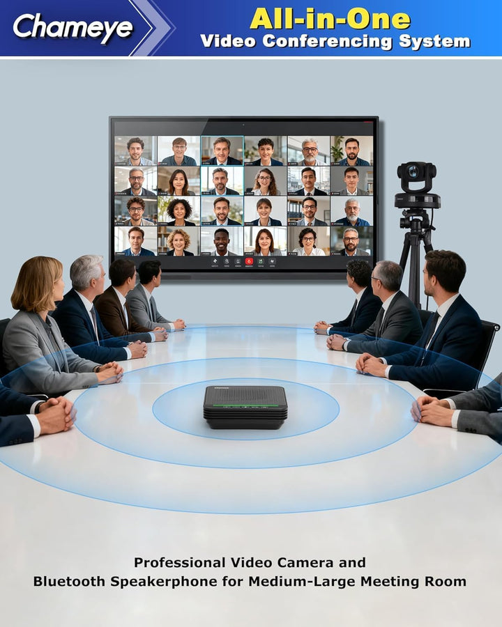 Chameye 4K 20x AI PTZ Konferenzkamera Set mit Bluetooth Konferenzmikrofon, 4K PTZ Kamera mit KI-Auto