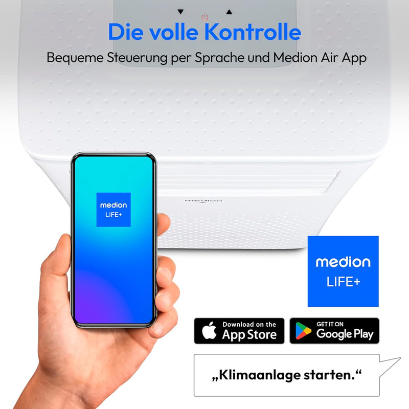 MEDION P702 (MD 37737) Smarte Mobile Klimaanlage mit Abluftschlauch (inkl. Fensterabdichtung, 3in1,