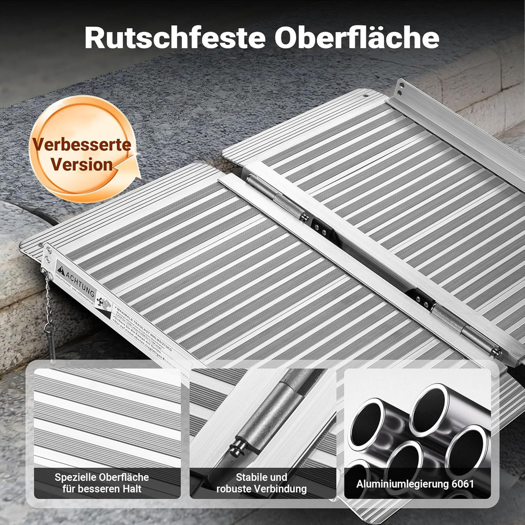 Rollstuhl Rampe Rollstuhrampe Aluminium klappbar 62 cm bis 270 kg mobil faltbar