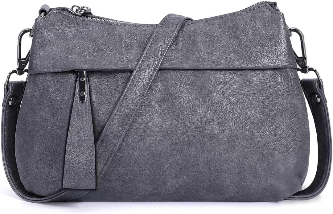 HUA ANGEL Mittelgross Handtasche Damen UmhäNgetasche Echt Leder Mit Mehreren Fächer Für Handy Und Po