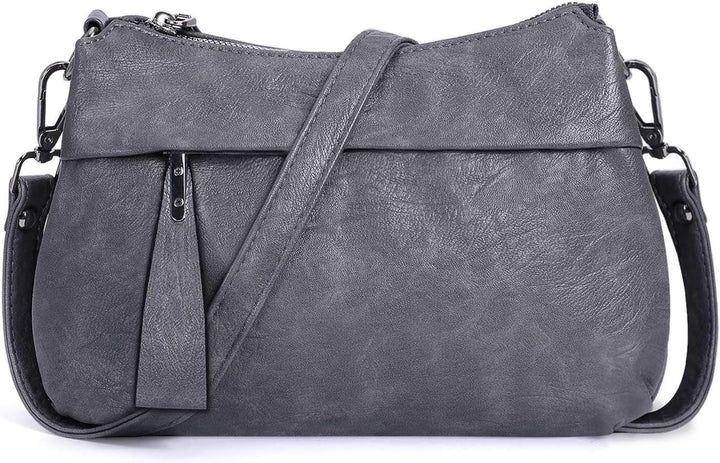 HUA ANGEL Mittelgross Handtasche Damen UmhäNgetasche Echt Leder Mit Mehreren Fächer Für Handy Und Po