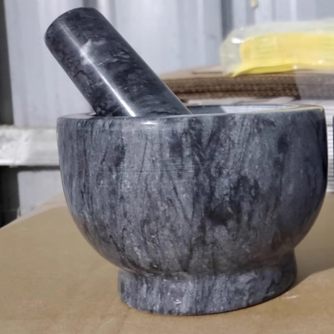 Montessa Mörser mit Stössel aus massivem Granit, ideal zum Mahlen von Gewürzen &amp; Kräutern