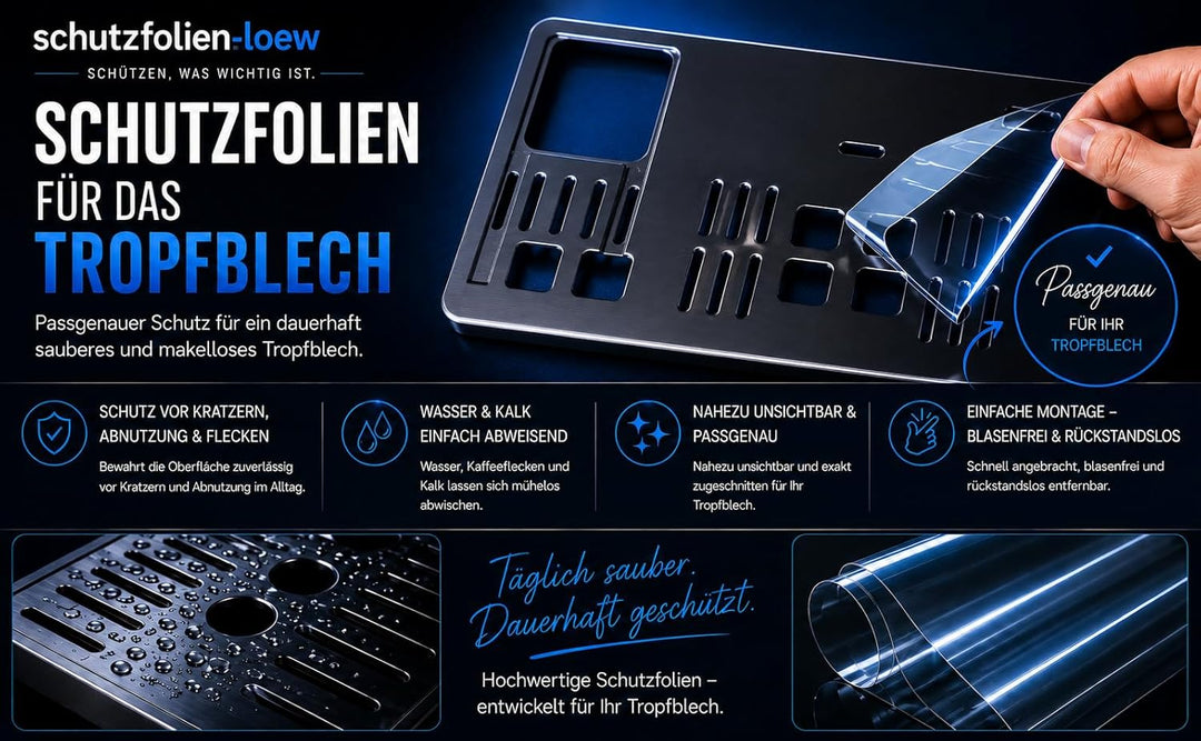 3 Stück Schutzfolie/Kratzschutz für DeLonghi Maestosa EPAM 960.75.GLM/EPAM 960.55.GM - Abtropfblech