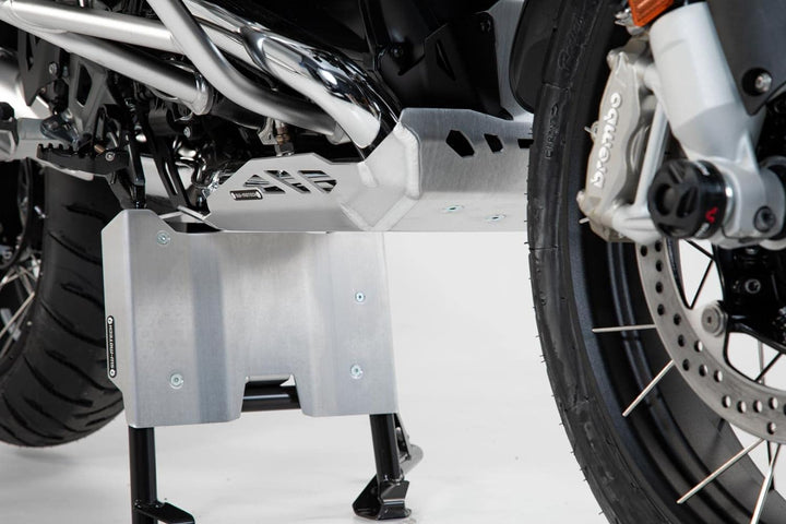 SW-Motech Motorschutz-Verlängerung am Hauptständer - Silbern. BMW R1200GS (12-), R1250GS (18-).