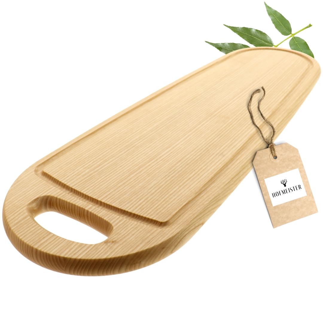 HOFMEISTER® Lachsbrett aus Eschenholz 60 cm – Rustikales Grillbrett mit Griffaussparung für Lachs, F