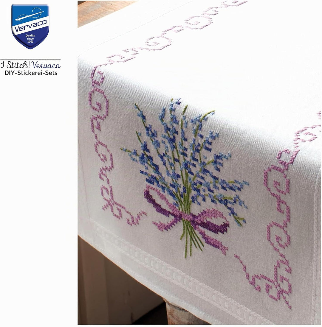 Vervaco Stickpackung/Läufer im vorgedruckten/vorgezeichneten Kreuzstich, Lavendel