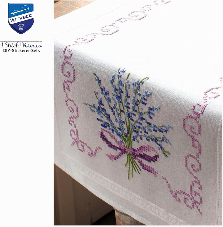 Vervaco Stickpackung/Läufer im vorgedruckten/vorgezeichneten Kreuzstich, Lavendel