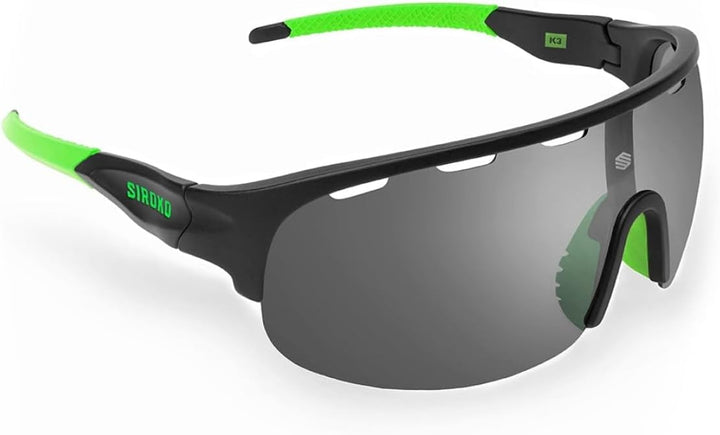 SIROKO - Selbsttönende Sportbrille für Radfahren K3 PhotoChromic Alpe D'Huez - Schwarz/Grün