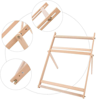 BHDD Webstühle mit Ständer, Multi-Handwerk Webstuhl Kit Verstellbarer Webrahmen Massivholz Abdeckung