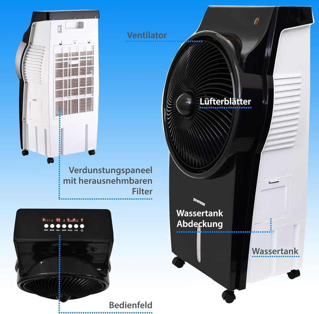 Syntrox Verdunstungskühler Wasser gekühlt Blowy | Ventilator | Wasserkühler, Ventilator mit Luftbefe
