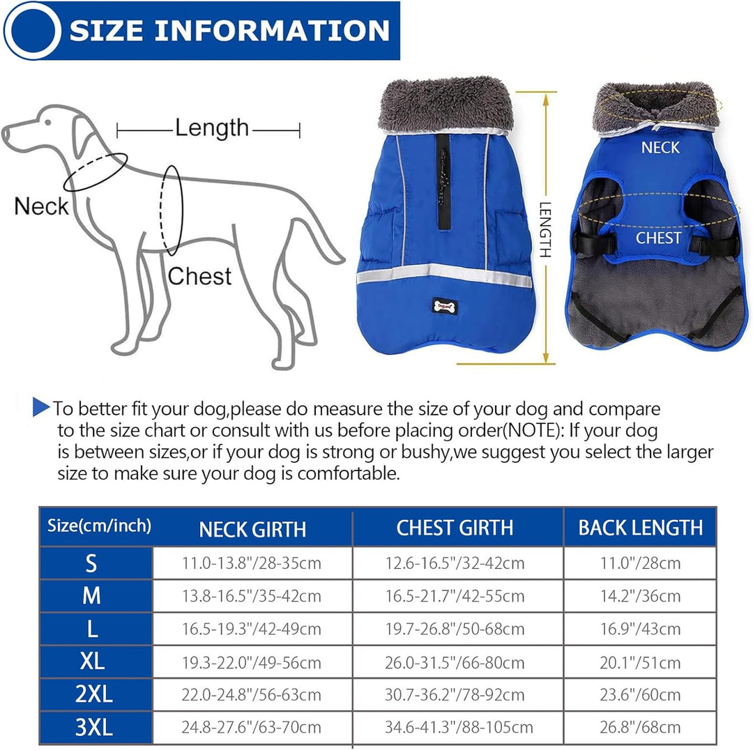 QBLEEV Hundewintermantel, warm, reflektierende Hundejacke, Rollkragen, wasserdicht, für kaltes Wette