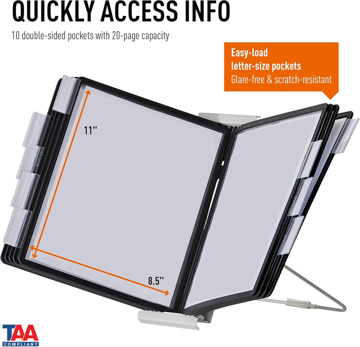 DURABLE Desktop-Referenzsystem, 10 doppelseitige Paneele, Briefgrösse, schwarz, INSTAVIEW Design (56