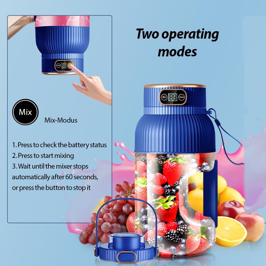 Fruchtsaftmaschine, Ice Cream-Maschine mit 1,2-Liter-Mischbehälter, eingebauter Batterie-Mixer mit 1