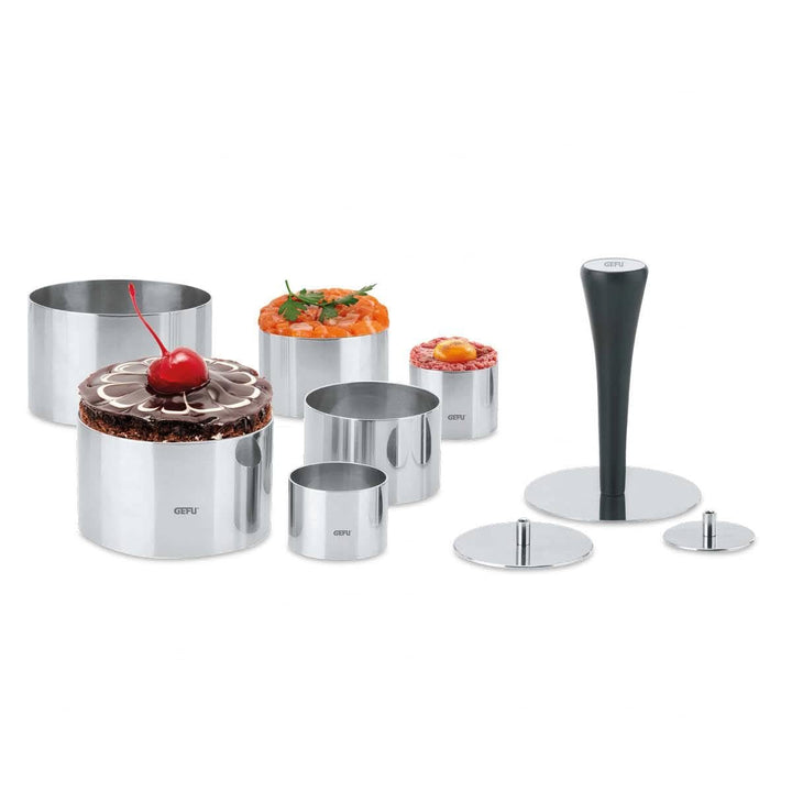 Gefu Profispeisenringe Formidable, Silber, Set für Kuchen, Desserts, Burger und mehr