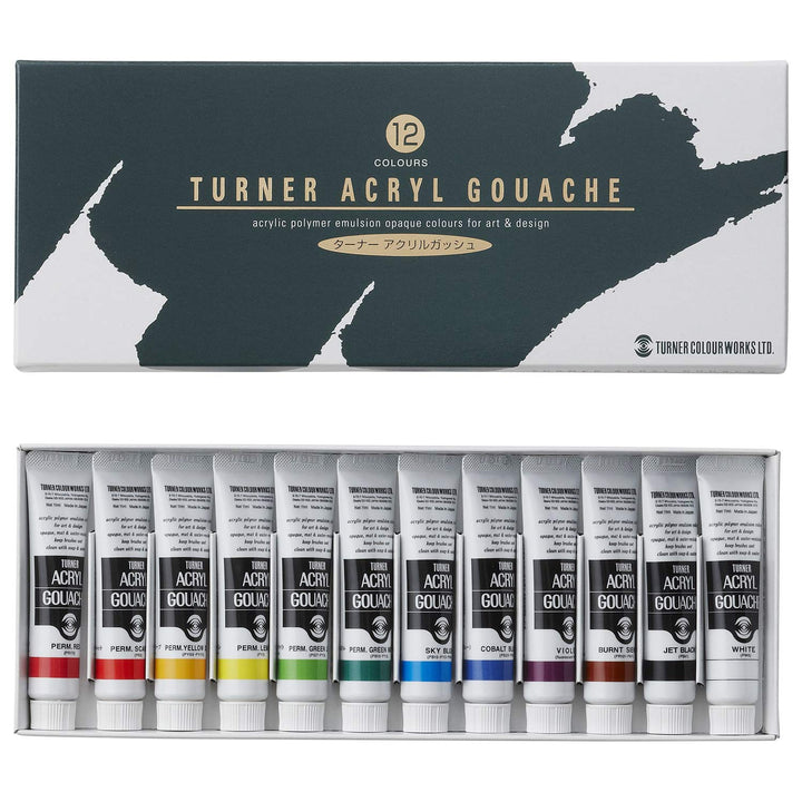 Turner color acrylic gouache 12 colors school set AG12C 11ml Schulset mit 12 Farben Einzelstück, Sch