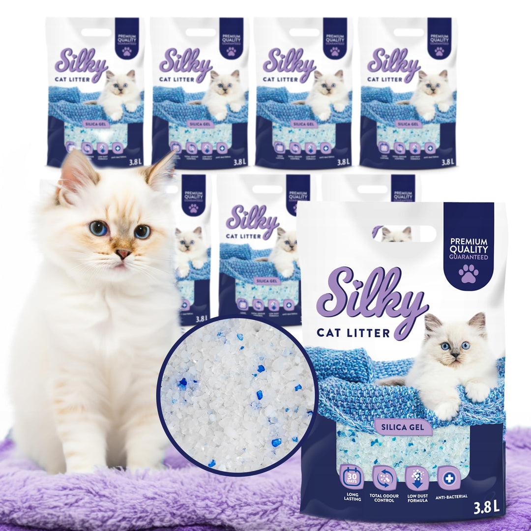 Silikat-Katzenstreu | 30,4L - 8er-Pack | Hervorragende Geruchskontrolle, Staubfrei, Bakterienhemmend