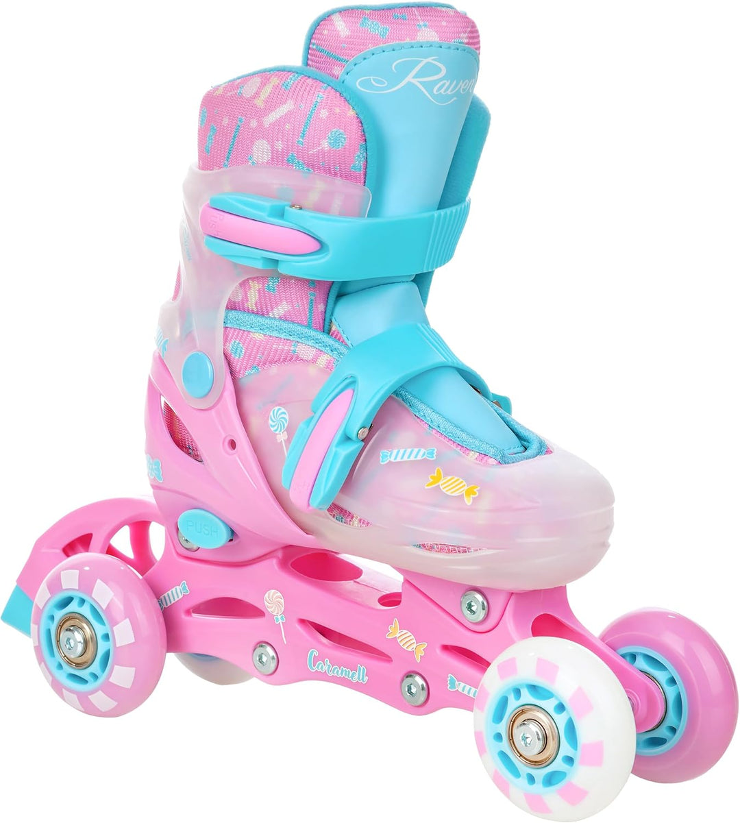 RAVEN 4in1 Inline Skates Triskates Rollschuhe Schlittschuhe Inliner für Kinder Mädchen verstellbar G