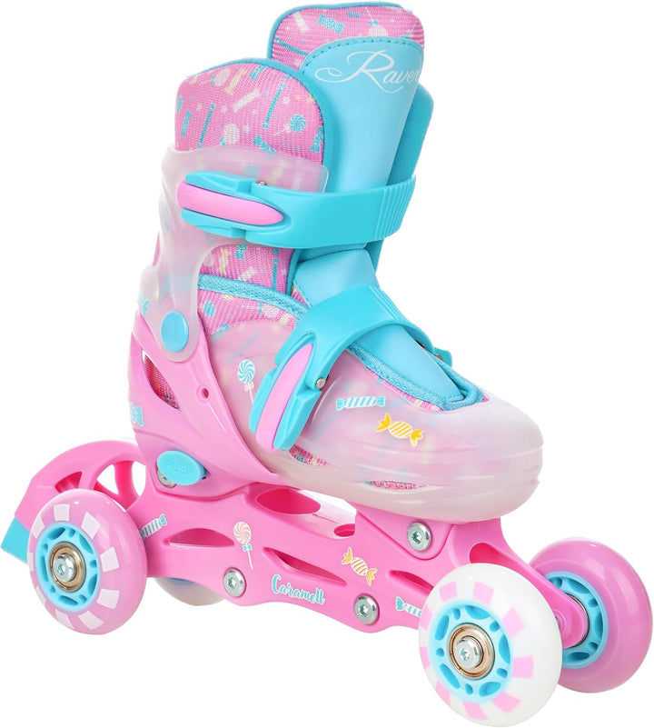 RAVEN 4in1 Inline Skates Triskates Rollschuhe Schlittschuhe Inliner für Kinder Mädchen verstellbar G