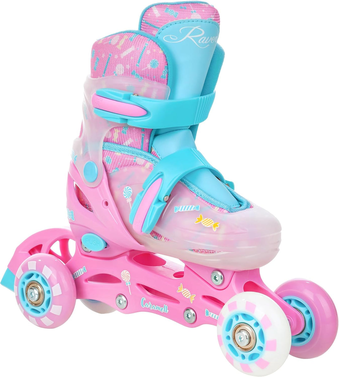 RAVEN 4in1 Inline Skates Triskates Rollschuhe Schlittschuhe Inliner für Kinder Mädchen verstellbar G