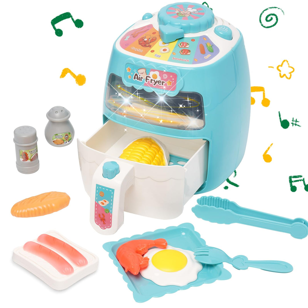 Heissluftfritteuse Spielzeug, Kinder Luftfritteusen Set, Pretend Play Air Fryer Spielzeug, Realistis