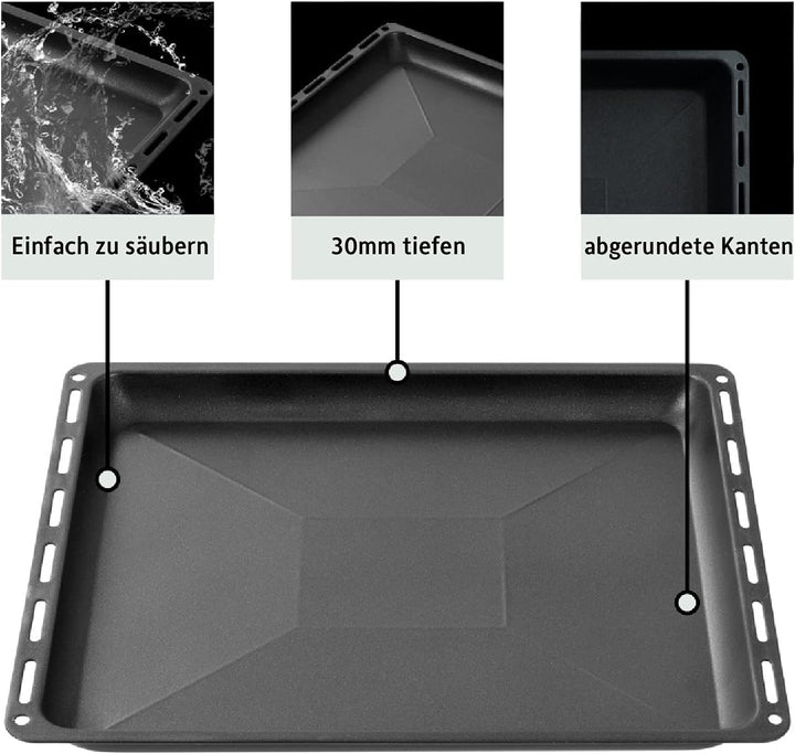 ICQN 460 x 375 x 30 mm Antihaft-Beschichtung Backblech, Passend für Bosch Neff Constructa, Non-Stick